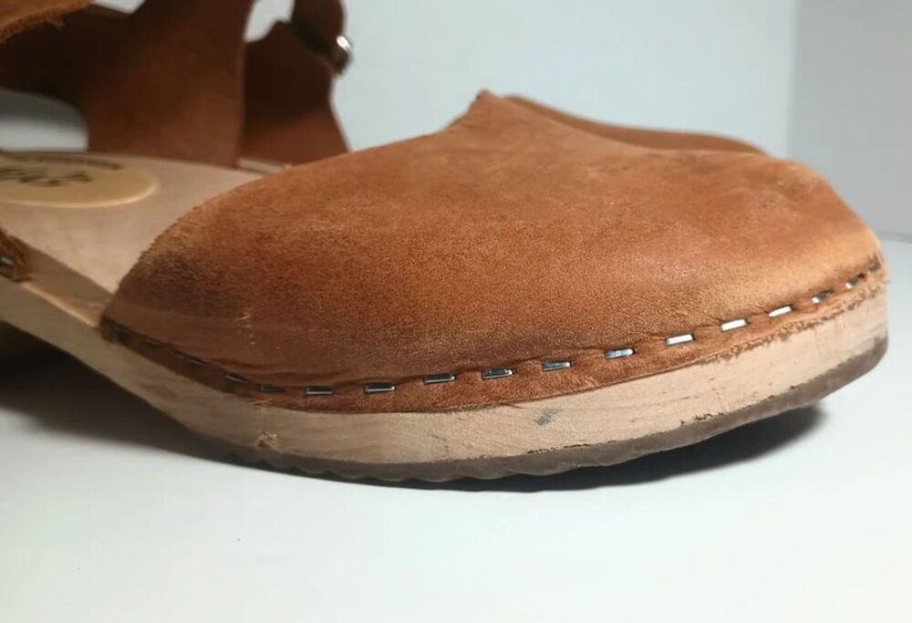 Lotta's Stockholm Wood Leather Highwood Brown Clogs Nubuck Leather 38/7.5 - Picture 2 of 12